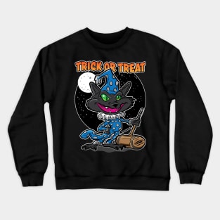 Trick or Treat Cat Clown with Mallet Crewneck Sweatshirt